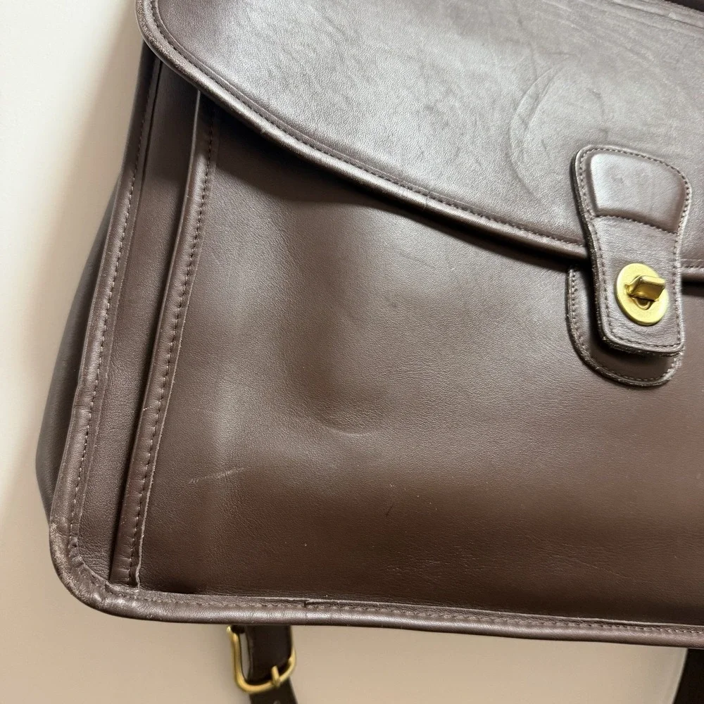Vintage Coach Beekman Briefcase Shoulder Bag 5266 USA Dark Brown Leather
